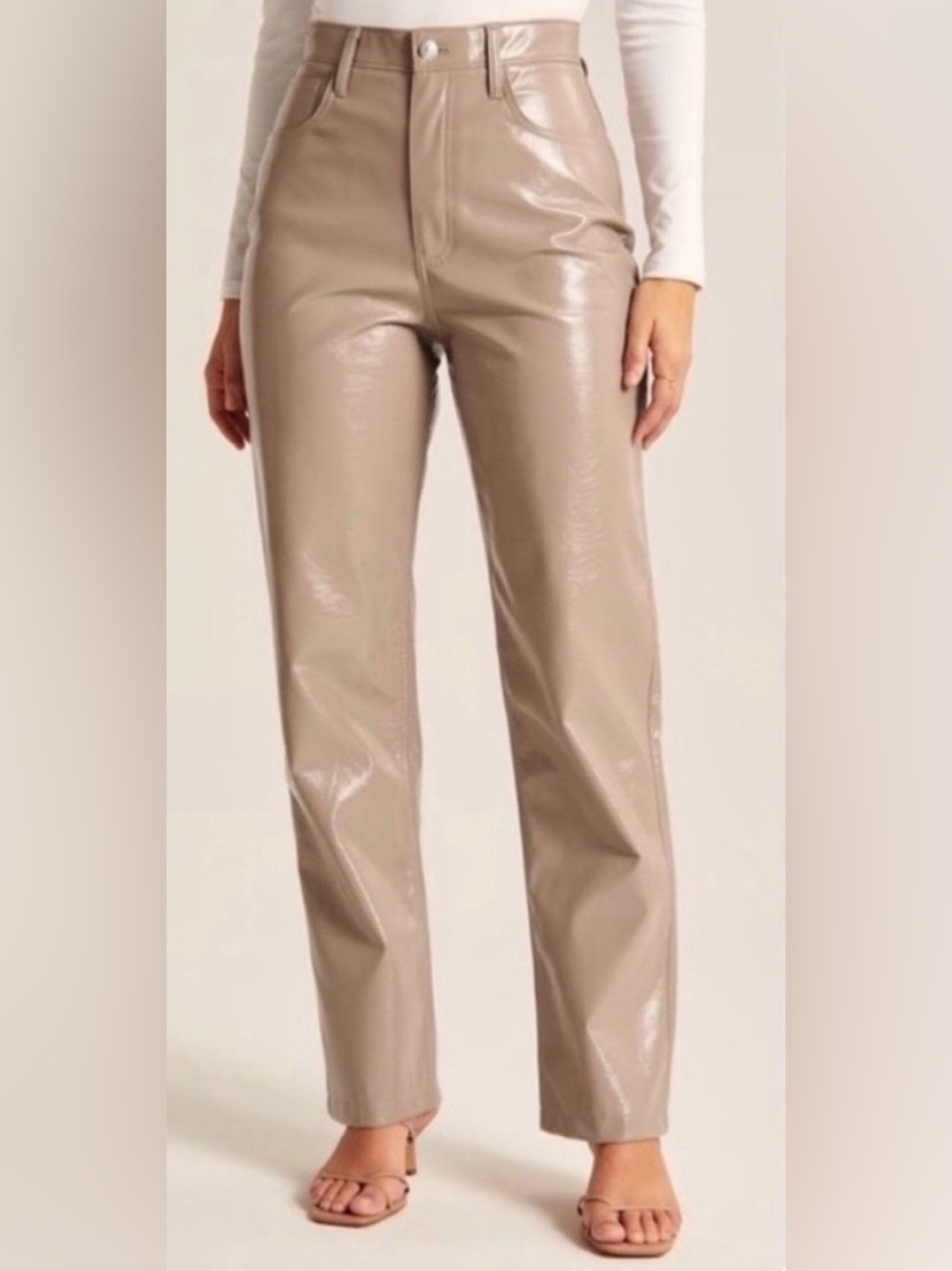 Abercrombie & Fitch Taupe Faux-Leather Ultra High Rise Pants